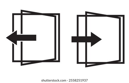 icons sign in and sign out app vector symbol logout and login, arrow and door icon exit and entry