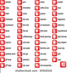 Icons Or Signs Or Aisle Markers For Pharmacy With Department Store