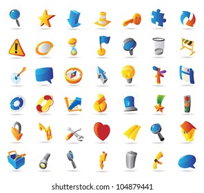 Icons for signs, symbols and interface. Vector illustration.