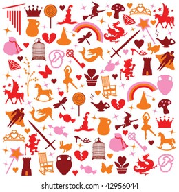 icons silhouette fantasy pattern