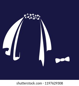 Icons of silhouette symbols of the bride and groom for vector design.