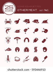 Icons silhouetter other meat set 1