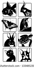 icons with silhouettes of animals