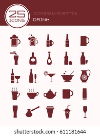 Icons silhouettes drink
