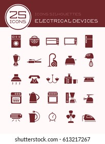 Icons silhouettes electrical devices