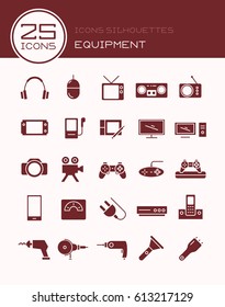 Icons silhouettes equipment
