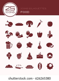 Icons silhouettes of food