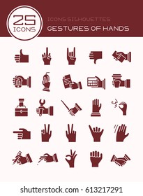Icons silhouettes gestures of hands