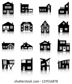 Icons/ silhouettes of houses.