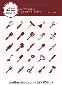 Icons silhouettes kitchen appliances set ?1