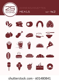 Icons silhouettes meals set ?2