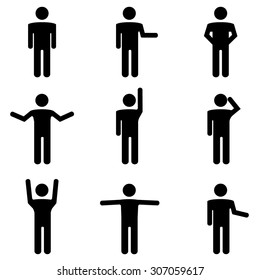 Icons Silhouettes People Different Movements Hands Stock Vector ...