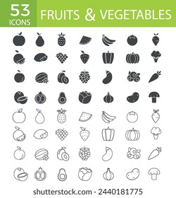 Icons for the site fruits on vegetables with lines without fill  vector illustration [Converted]