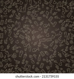Icons of Sketchy Food Free Vector, Food and kitchen patterns background Free Vector.