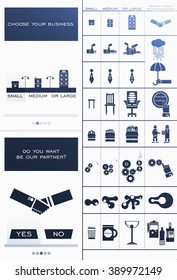 Icons For Small, Medium And Large Businesses And Partner Companies