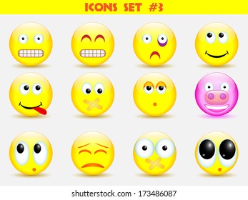 Icons Smile Set Stock Vector (Royalty Free) 173486087