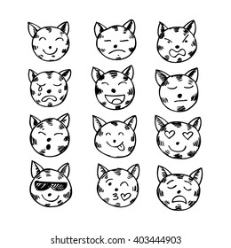  icons of smiley cat faces