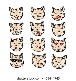  icons of smiley cat faces