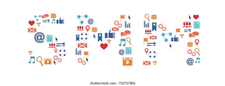 Icons for smm, social network, vector illustration