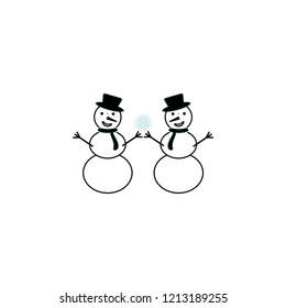Icons snowmen and snowflake. Vector