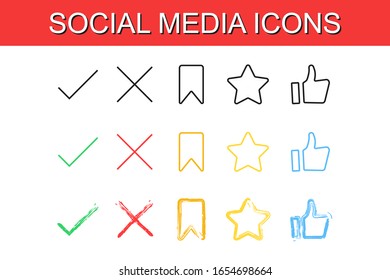 Iconos para redes sociales. Vector de diseño plano	