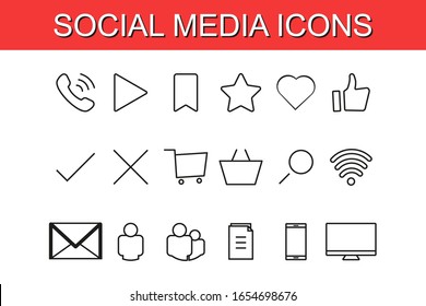 Icons for social networking. Vector in flat design	
