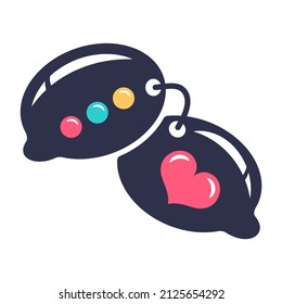 Icons of social networks. Color signs. Comments, likes, chat, online communication. Social media creative concept. Vector cartoon flat illustration  