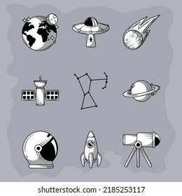 icons space galaxy vector design