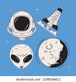 icons space retro include moon retro