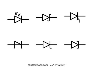 Icons of specialized diodes like photo, Schottky, and SCR for electronic circuit diagrams.