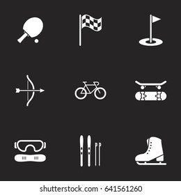 Icons for sport vector icon theme set. Black background