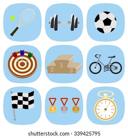 Icons with sports gear.Sports equipment.sport