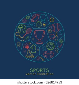 icons sports line. thin line of colored icons. logo. vector illustration