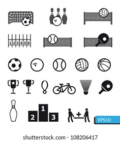 icons sports vector on black buttons