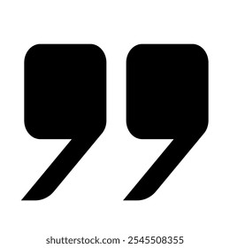The icons of the square quotes are black on a white background. Quotes, isolated vector icons in the form of commas. Vector EPS 10.
