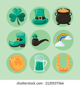 icons st patricks day irish festive