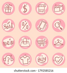Icons Stories Online Shop Illustration, Vector EPS 10. Suitable for IG Stories, Sticker, Website, etc.