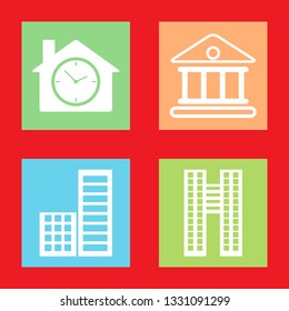 Icons for structures and buildings, vector illustration in flat, EPS10.