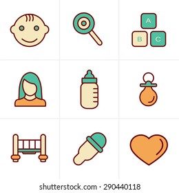 Icons Style  Baby Icons Set, Vector Design