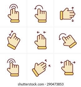 Icons Style Basic human gestures using modern digital devices Icons Set, Vector Design