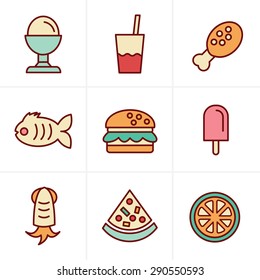  Icons Style Food Icons Set, Vector Design