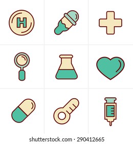 Icons Style  Medical Icons Set, Vector Design