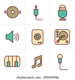 Icons Style Music Icons Set, Vector Design