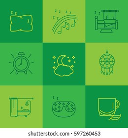 The icons in the style of the outline of the characters of healthy sleep and insomnia. Vector illustration.