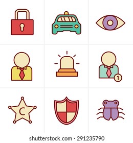 Icons Style Security icon set on white background