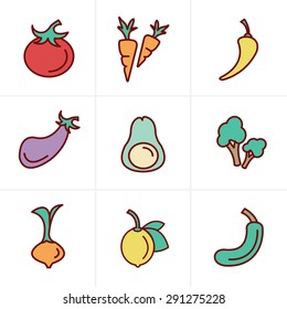Icons Style  Icons set Vegetable