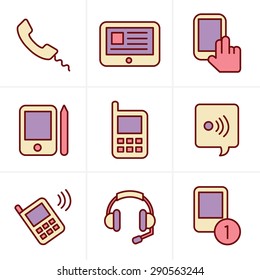 Icons Style vector black phone icons set on gray