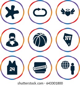 icons such as vegas, splash, basketball, heart angel wings, censored woman, censored, reload replay, sport t shirt number 24