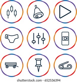  icons such as vending machine, barrow, pin, children panties, play, bell, adjust