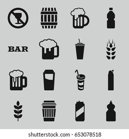 icons such as wheat, barrel, drink, bar, cleanser, no alcohol